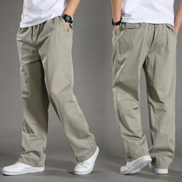 Men Solid Pants with Many Pockets Tactical Cargo Pants Dark Grey Combat Pants Straight Trousers Summer Safari Style Men Clothing