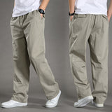Men Solid Pants with Many Pockets Tactical Cargo Pants Dark Grey Combat Pants Straight Trousers Summer