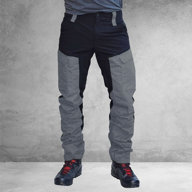 New Casual Men Fashion Color Block Multi Pockets Sports Long Cargo Pants Work Trousers for Men Outdoor Straight Pant Cargo Pants