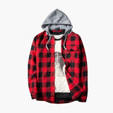 Men's Autumn Casual Plaid Shirts Long Sleeve Pullover Shirt Top Hooded Blouse Loose  Clothes Casual Shirts Men Camisa Masculina