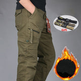 Winter Thick Warm Cargo Pants Men Double Layer Cotton Fleece Overalls Loose Trousers Multi Pockets Baggy Military Tactical Pants