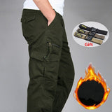 Winter Thick Warm Cargo Pants Men Double Layer Cotton Fleece Overalls Loose Trousers Multi Pockets Baggy Military Tactical Pants