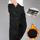 Winter Thick Warm Cargo Pants Men Double Layer Cotton Fleece Overalls Loose Trousers Multi Pockets Baggy Military Tactical Pants