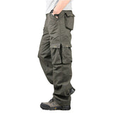 Men's Cargo Pants Overalls Casual Cotton Multi Pockets Tactical Military Pants Spring Autumn Army Straight Slacks Loose Trousers