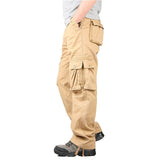 Men's Cargo Pants Overalls Casual Cotton Multi Pockets Tactical Military Pants Spring Autumn Army Straight Slacks Loose Trousers