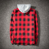 Shirt Hoodie Women Men's Oversieze Autumn Fashion Casual Plaid Shirts Long Sleeve Pullover Shirt Top Hooded chemise camisa c50