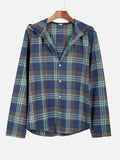 2021 New Men's Fashion Striped Plaid Hooded Shirts Splicing Button Up Mens Work Leisure Long Sleeve Slim Fit Cotton Shirt