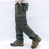 Men's Overalls Zipper Pocket Cargo Pants Outwear Multi Pocket Tactical Military Army Straight Slacks Cotton Loose Long Trousers