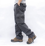 Men's Overalls Zipper Pocket Cargo Pants Outwear Multi Pocket Tactical Military Army Straight Slacks Cotton Loose Long Trousers