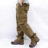 Men's Overalls Zipper Pocket Cargo Pants Outwear Multi Pocket Tactical Military Army Straight Slacks Cotton Loose Long Trousers